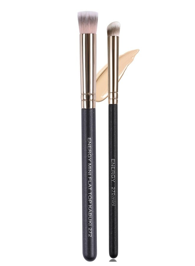 ENERGY Concealer Brush Set - Mini Flat Top Kabuki Brush Slant Concealer Brush for Eyebrows Eyeshadow Under Eye Setting Powder for Liquid Cream Powder Blending - Image 1